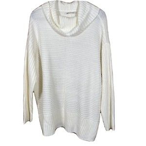 C.J. Banks Knit Sweater White Business Casual Cowl Neck Career Women's Sz 1X